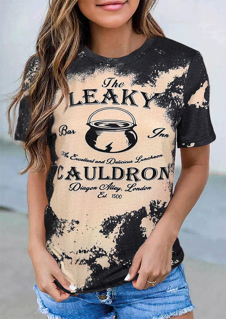 Leaky Cauldron Bleached T-Shirt Tee - Dark Grey
