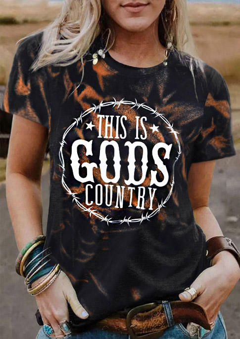 

This Is Gods Country O-Neck T-Shirt Tee, Multicolor, SCM004547