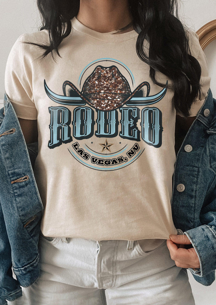 

Rodeo Las Vegas Nv Star O-Neck T-Shirt Tee - Apricot, SCM005012