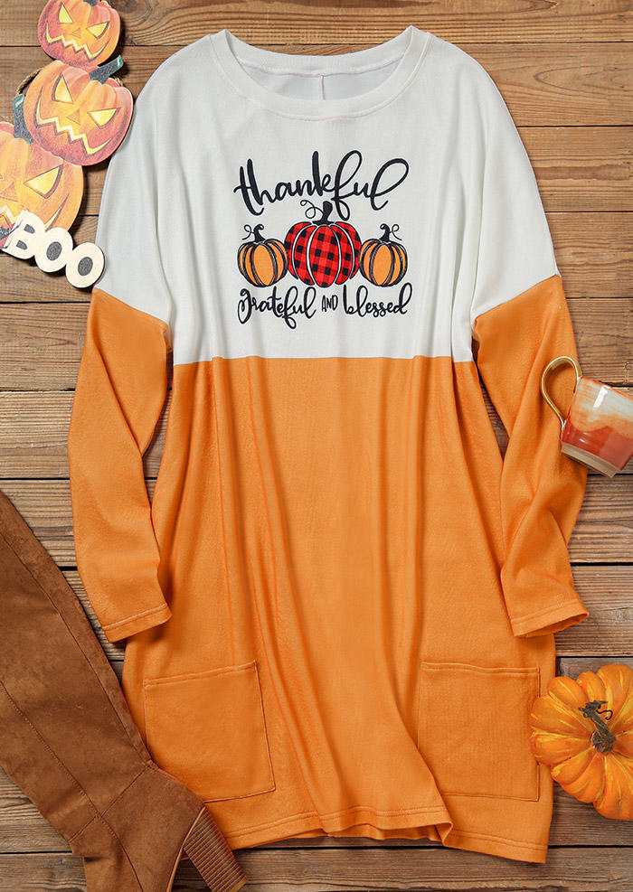 Thankful Grateful And Blessed Buffalo Plaid Pumpkin Sweatshirt Mini Dress