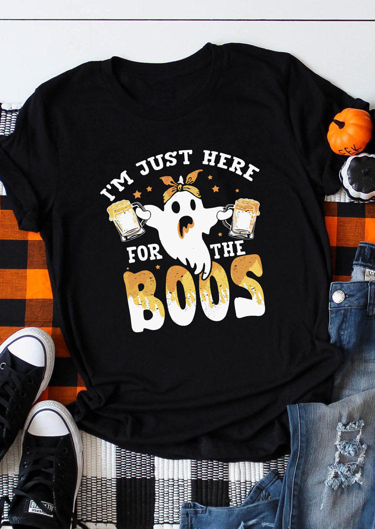 

Halloween I' Just Here For The Boos T-Shirt Tee - Black, SCM005089