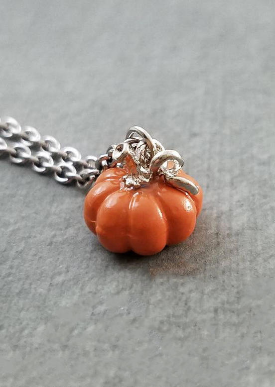

Thanksgiving Pumpkin Alloy Pendant Necklace, Orange, SCM004844