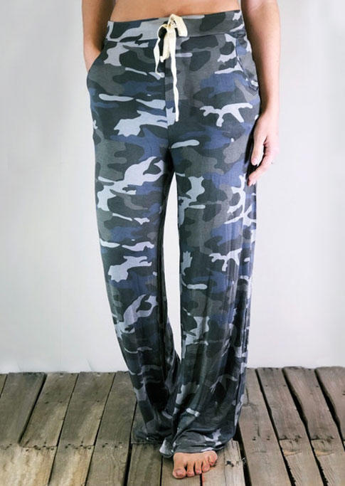 

Camouflage Drawstring Pocket Wide Leg Pants, SCM005314