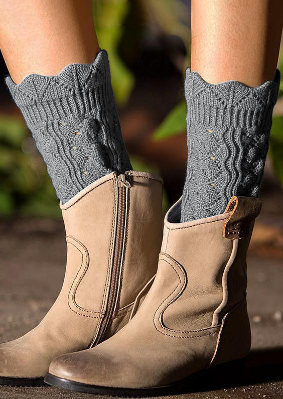 

Knitted Leg Warmers Socks, Gray, SCM004784