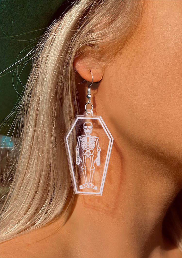 

Halloween Skeleton Acrylic Hook Earrings, White, SCM004841