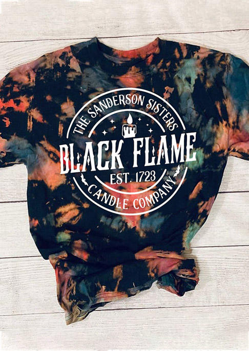 

Black Flame Tie Dye T-Shirt Tee, Multicolor, SCM005010