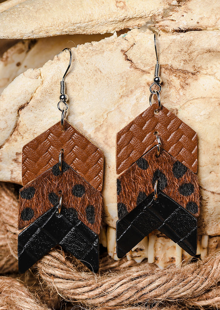 

Multi-Layered PU Leather Earrings, Multicolor, SCM005026