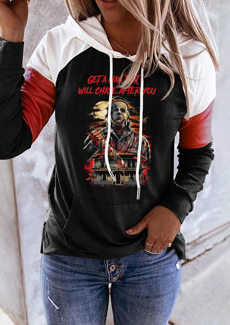 

Halloween Get A Man That Will Chase After You Kangaroo Pocket Hoodie - Black, SCM005372