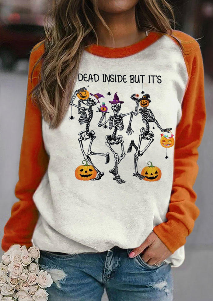 

Dead Inside But It' Halloween Pullover Sweatshirt - Orange, SCM005403