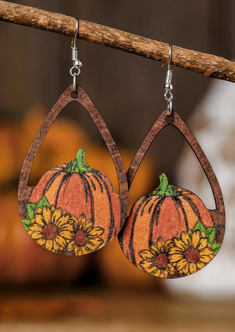 

Pumpkin Sunflower Hollow Out Earrings, Multicolor, SCM004960