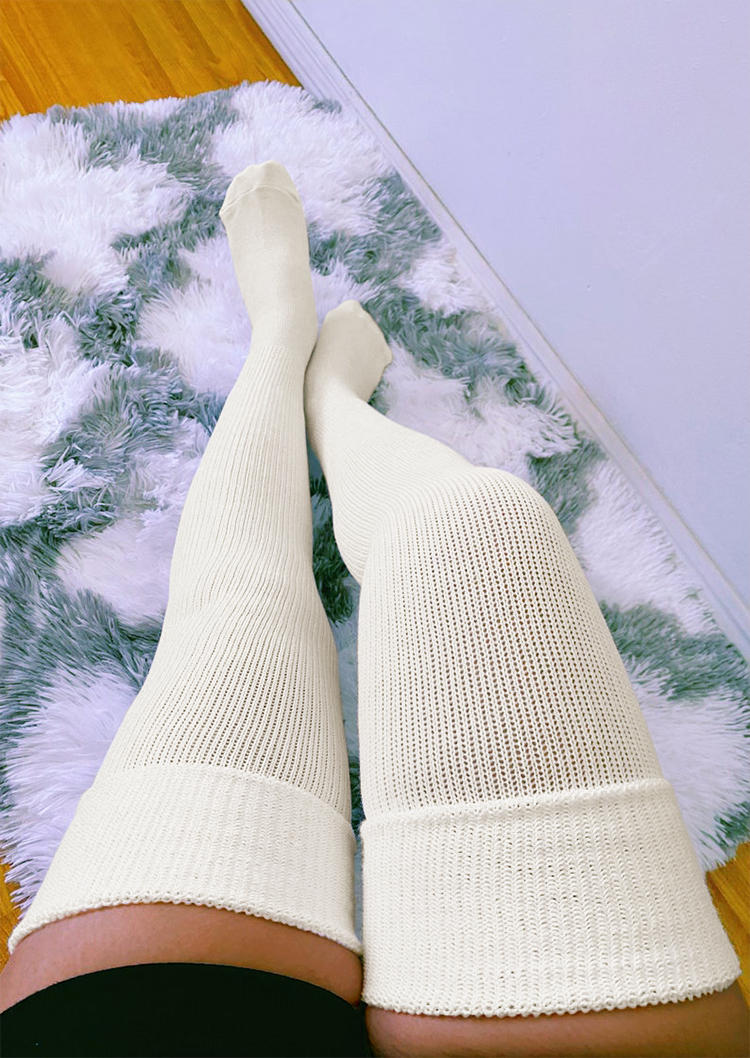 

Soft Warm Over Knee Extra Long Socks - Beige, Apricot, SCM005140