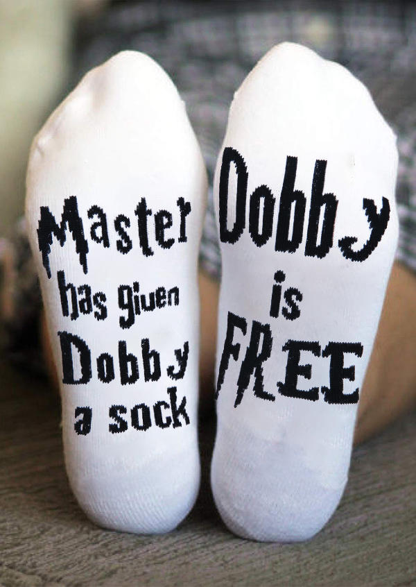 

Master Has Given Dobby A Sock Dobby Is Free Crew Socks, White, SCM004777