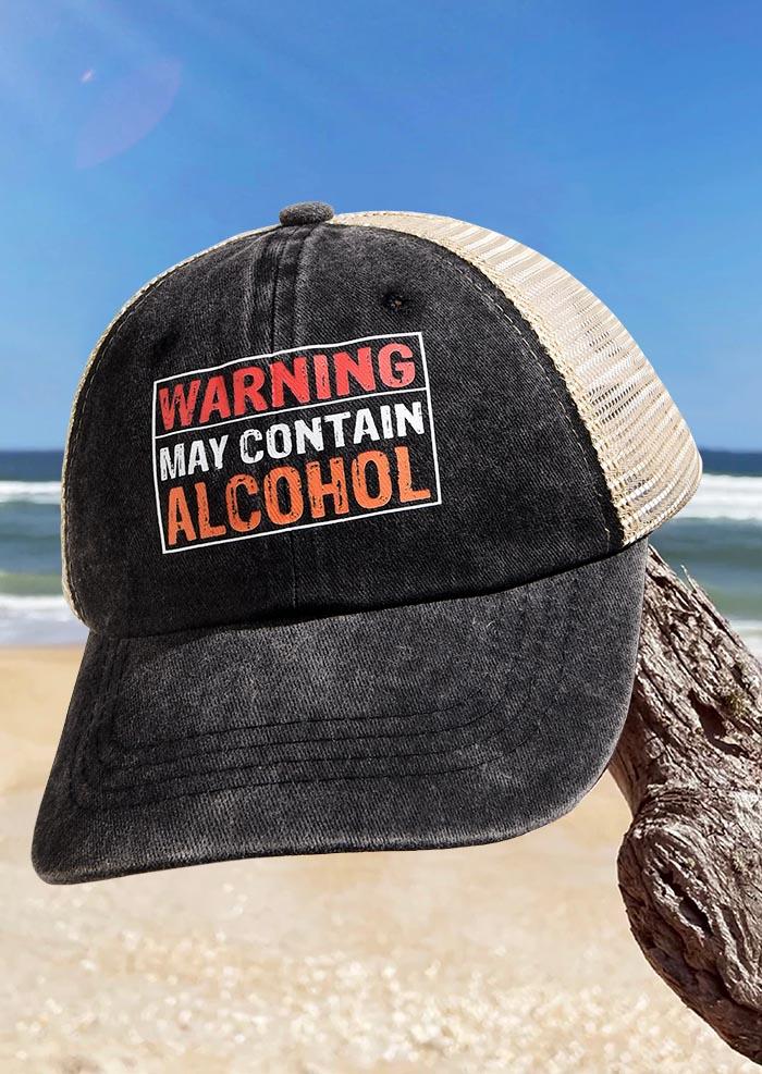 

Warning May Contain Alcohol Baseball Cap - Black, SCM005118