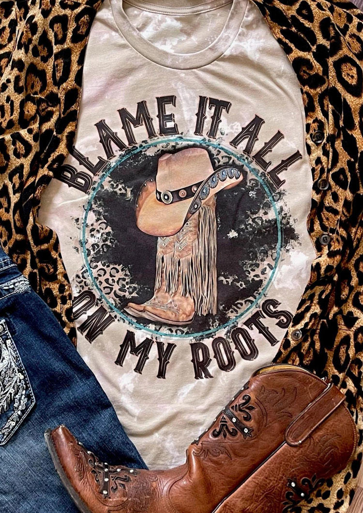 

Blame It All On My Roots Leopard T-Shirt Tee - Light Khaki, SCM005179