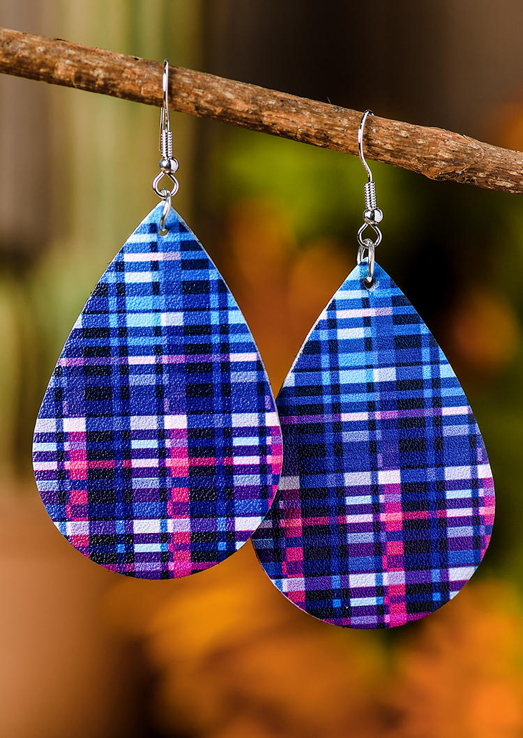

Gradient Plaid Water Drop PU Leather Earrings, Multicolor, SCM005194