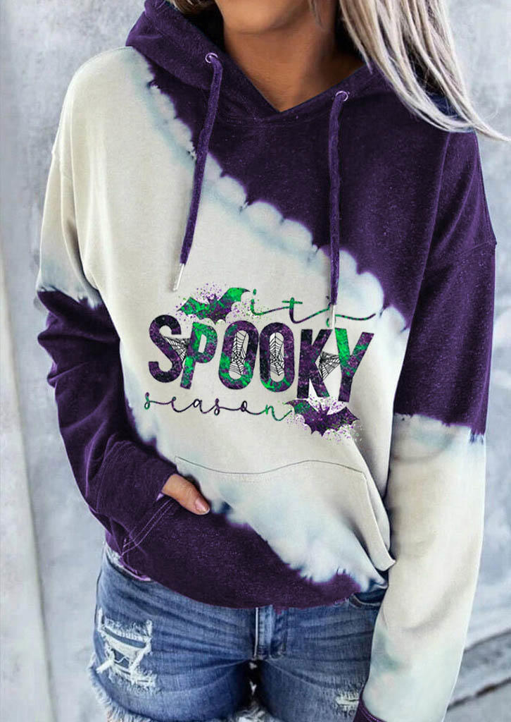 

Halloween It' Spooky Season Drawstring Hoodie - Purple, SCM005220
