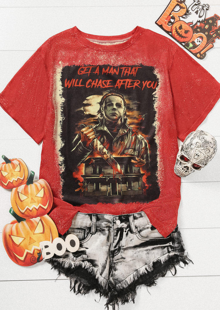 

Halloween Get A Man That Will Chase After You T-Shirt Tee - Red, SCM005345