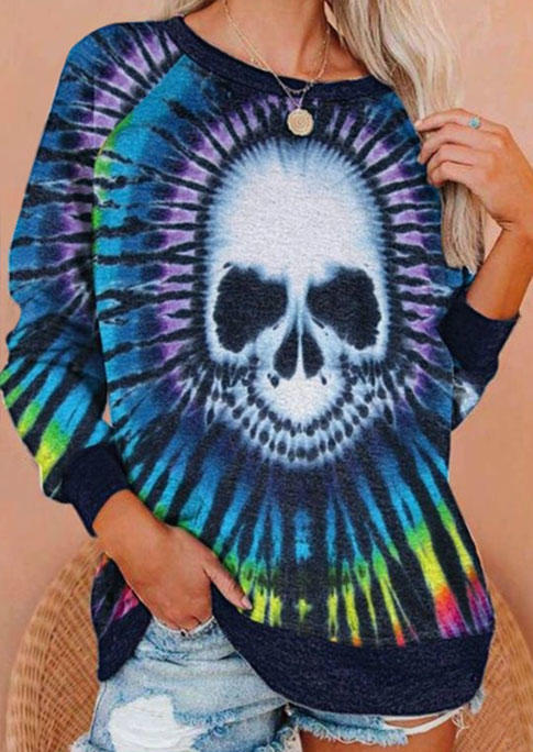 

Halloween Tie Dye Skull Sweatshirt, Multicolor, SCM005358