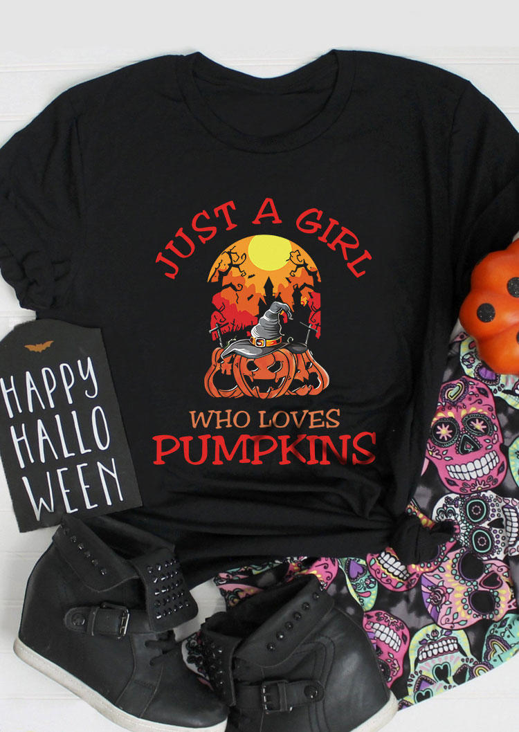 

Halloween Just A Girl Who Loves Pumpkins T-Shirt Tee - Black, SCM005409