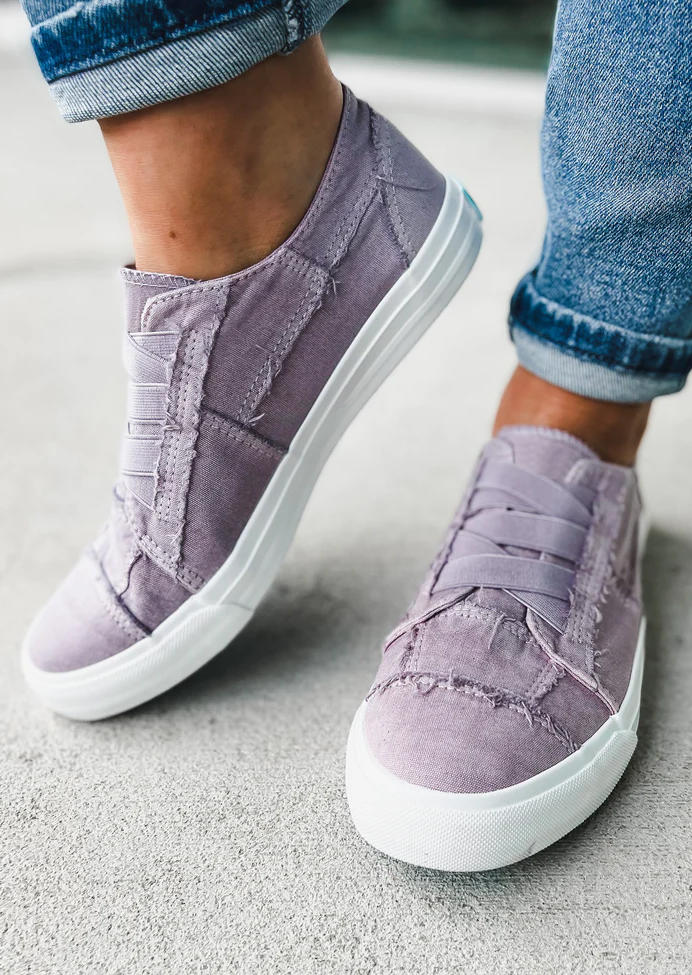 

Criss-Cross Elastic Band Flat Sneakers - Purple, SCM005392