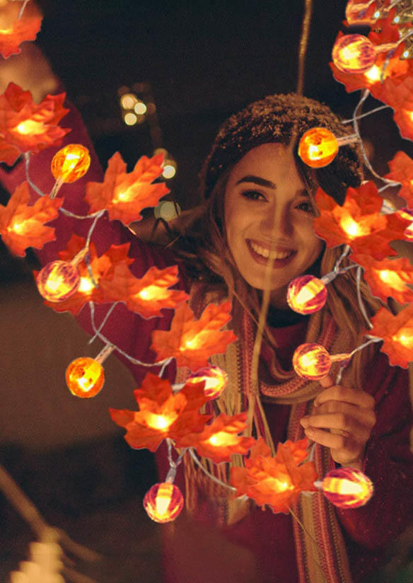 

Thanksgiving Maple Leaf Pumpkin Light Ornament without Battery, Orange, SCM005597