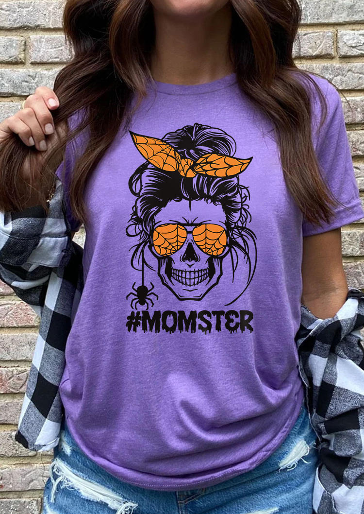 Momster Spider Skull T-Shirt Tee - Purple