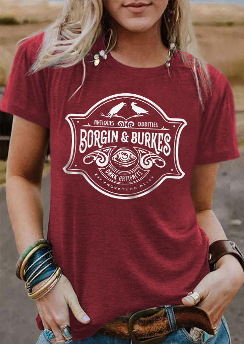 Borgin & Burkes O-Neck T-Shirt Tee - Burgundy