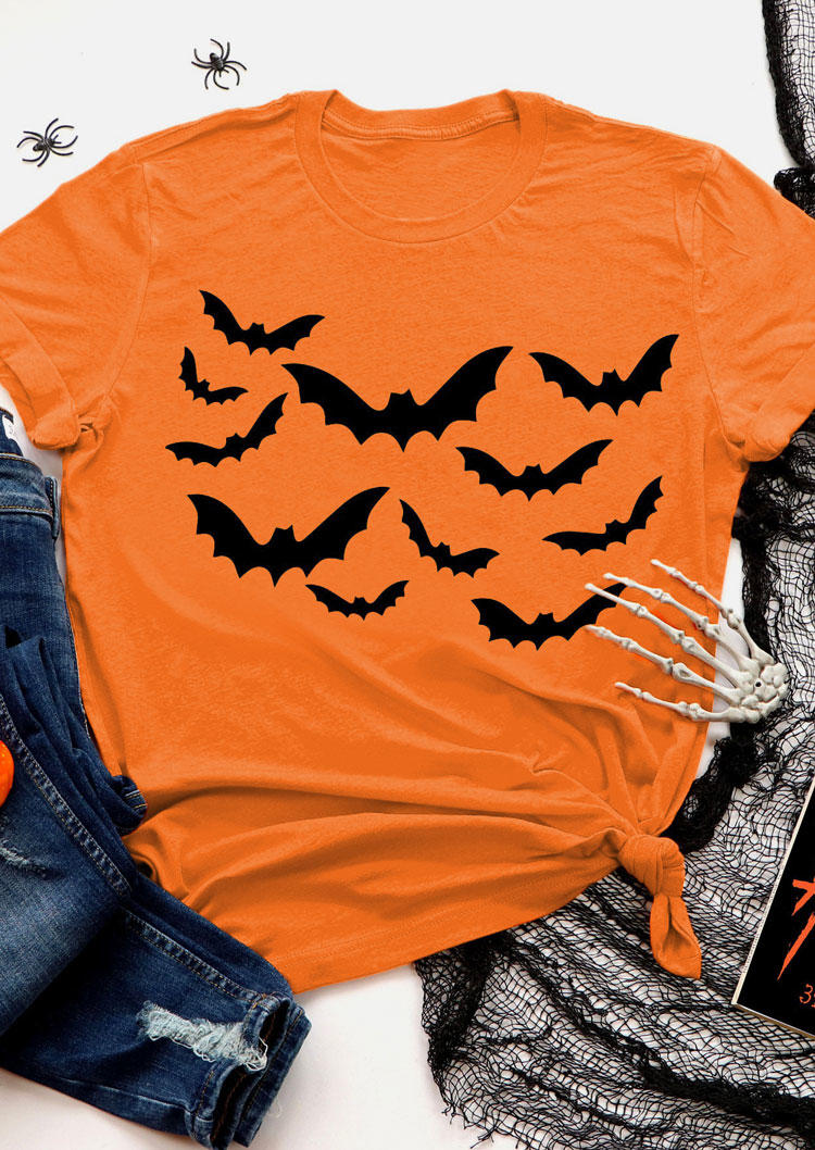 

Bat O-Neck T-Shirt Tee - Orange, SCM005636