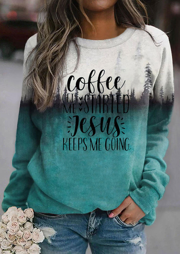 

Coffee Gets Me Started Jesus Keeps Me Going Sweatshirt - Green, SCM005152