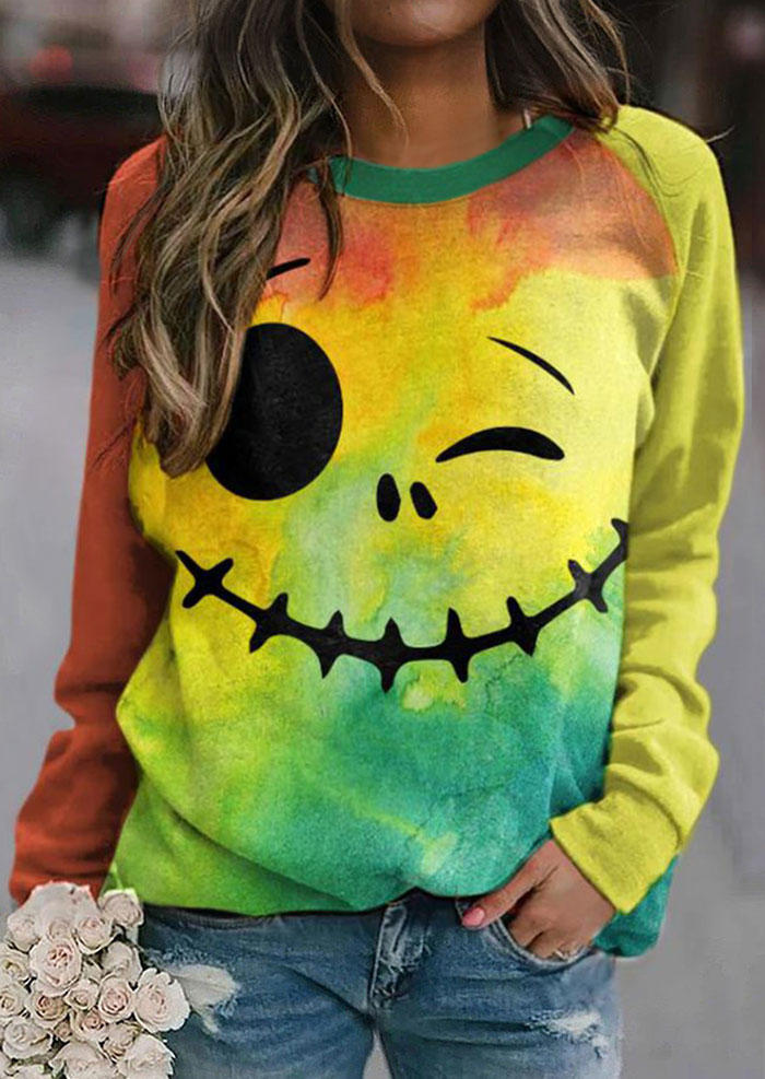

Halloween Tie Dye Pullover Sweatshirt, Multicolor, SCM005481