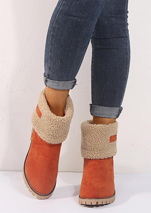 Winter Fur Warm Mid-Calf Snow Boots - Orange