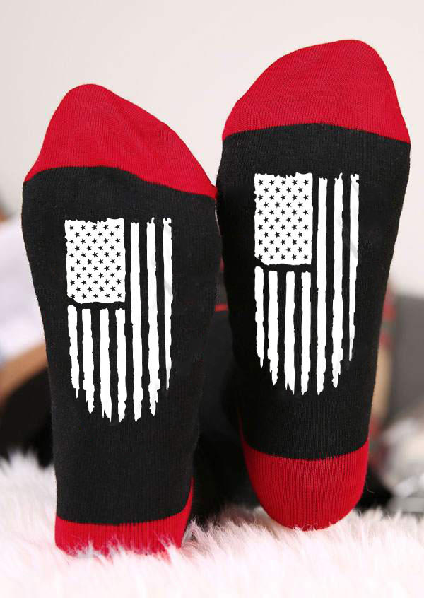 

American Flag Casual Crew Socks - Black, SCM005734