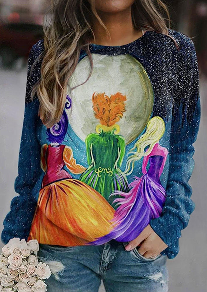 

Halloween Witch Long Sleeve Pullover Sweatshirt, Multicolor, SCM005782