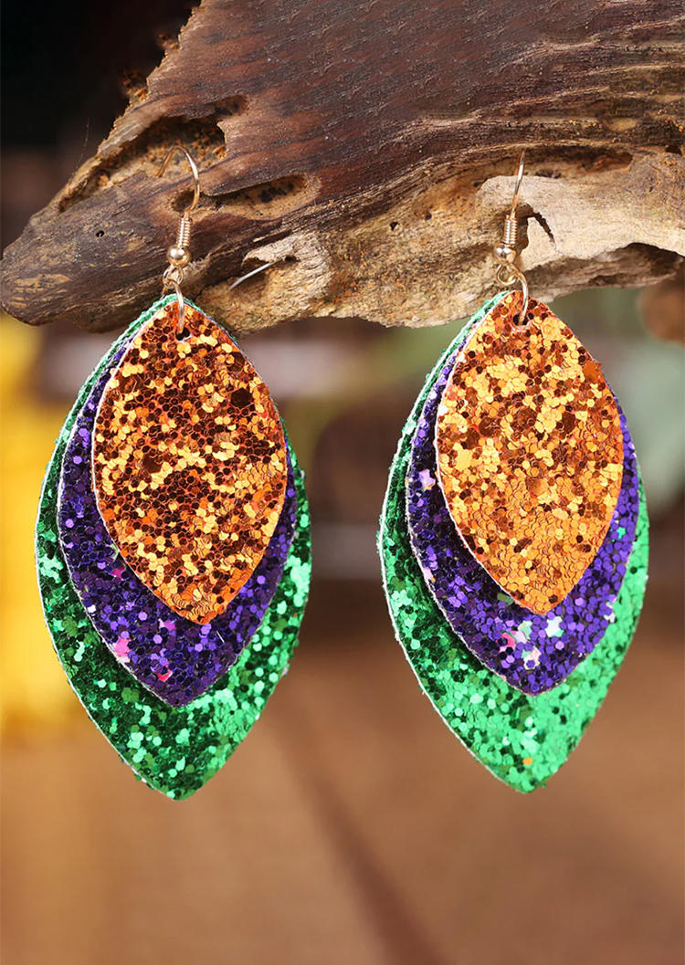 

Sequined Multi-Layered Casual Earrings, Multicolor, SCM005812
