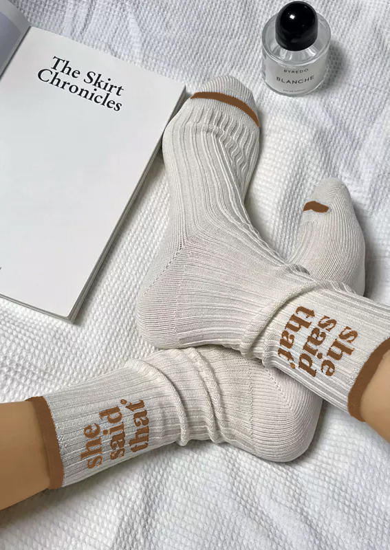 

She Said That Crew Socks, Black;khaki, SCM004487