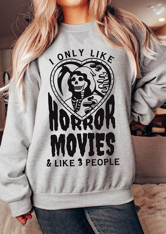 

Halloween I Only Like Horror Movies & Like 3 People Sweatshirt - Light Grey, Gray, SCM005476