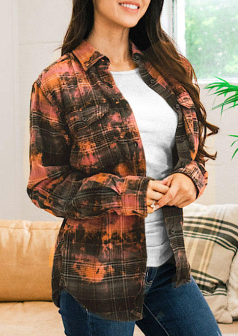 

Tie Dye Button Turn-Down Collar Shirt, Multicolor, SCM005863