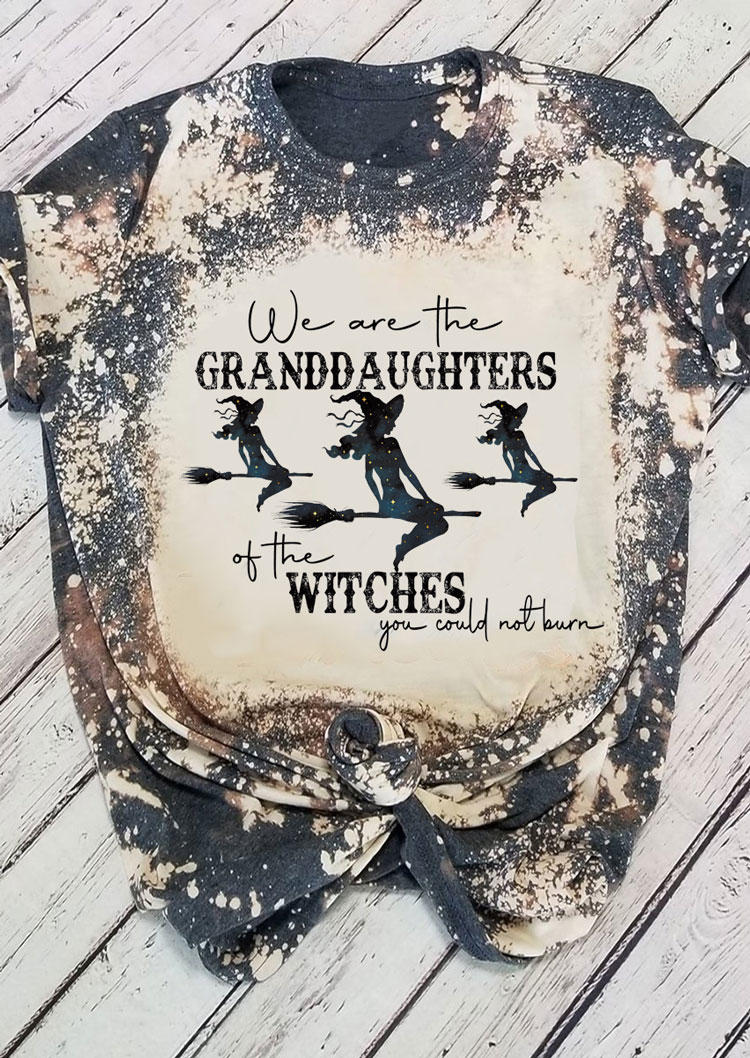 

Halloween We Are The Granddaughters Of The Witches You Could Not Burn Bleached T-Shirt Tee, Multicolor, SCM005532