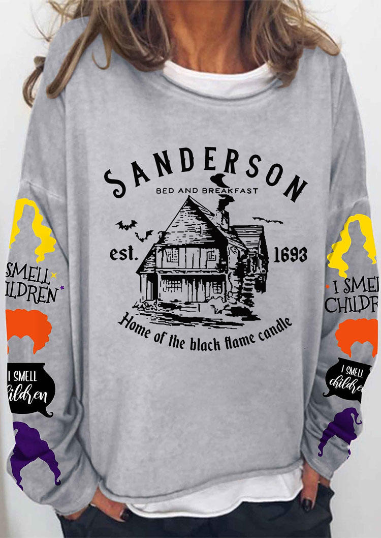 

Halloween Witch Pullover Long Sleeve Sweatshirt - Gray, SCM005537