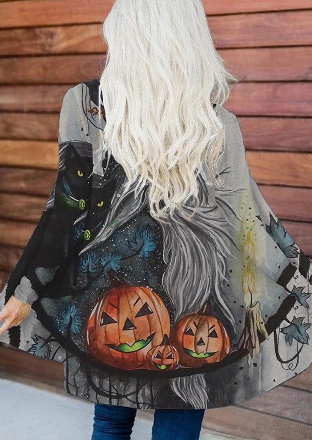 

Halloween Pumpkin Face Pocket Long Sleeve Cardigan, Multicolor, SCM005684