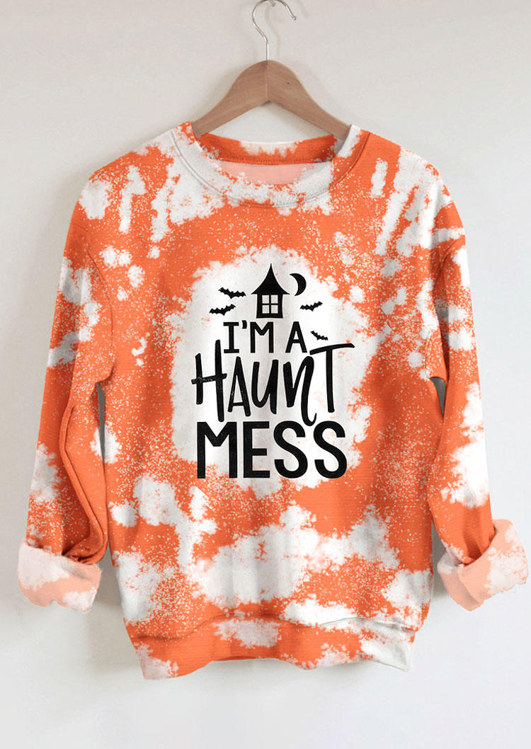 

Halloween I' A Haunt Mess Tie Dye Pullover Sweatshirt, Multicolor, SCM005733