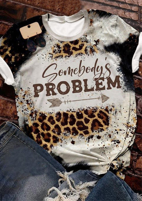 

Leopard O-Neck T-Shirt Tee, Multicolor, SCM005976