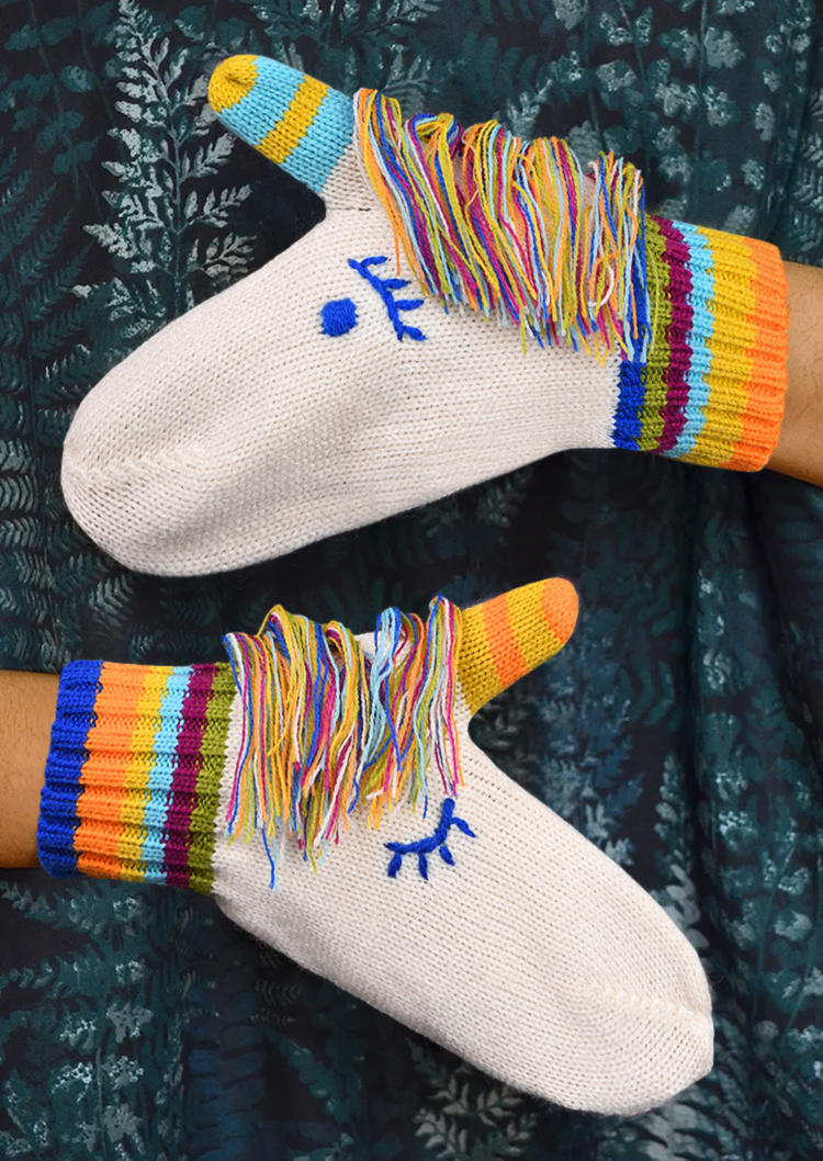 

Unicorn Knitted Tassel Mittens Gloves, Orange, SCM004299