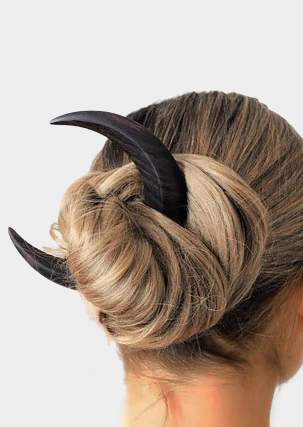 

Crescent Moon Carved Wood Hair Clip, Black, SCM004839