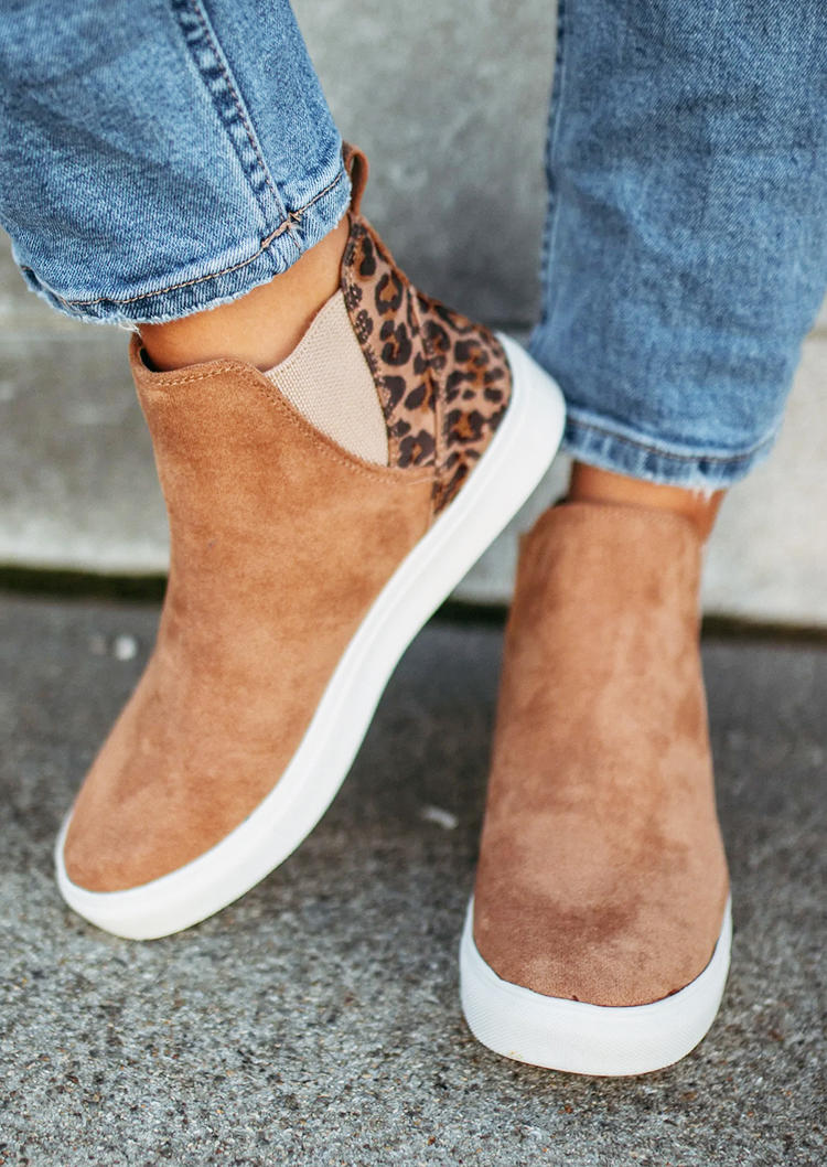 

Winter Leopard Warm Elastic Band Sneakers - Brown, SCM005516