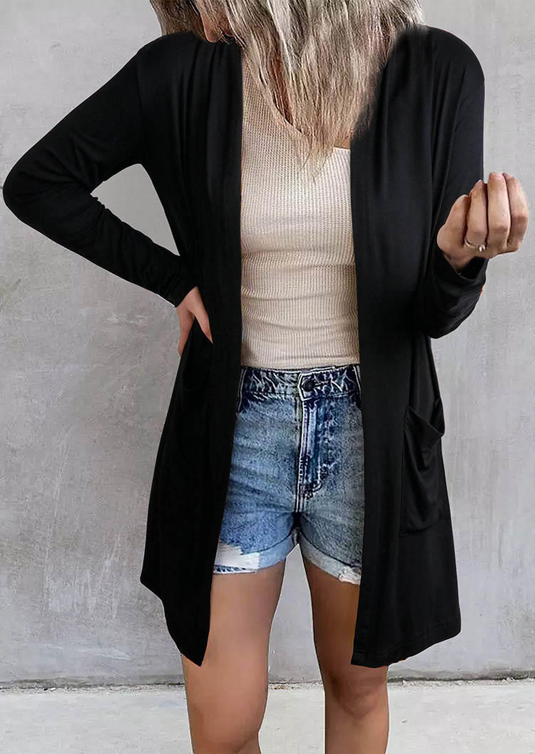 

Pocket Long Sleeve Cardigan - Black, SCM005639