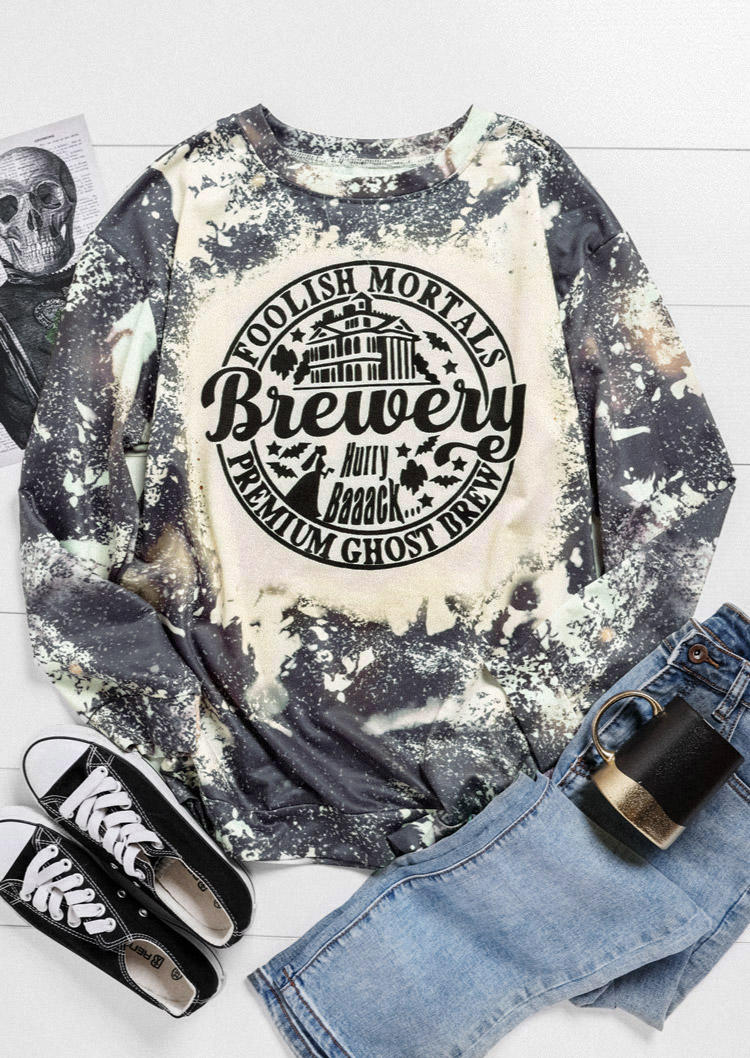 Halloween Witches Bleached Pullover Sweatshirt