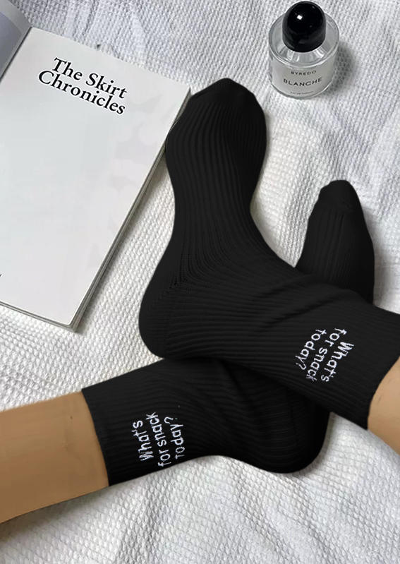 

What's For Snack Today Crew Socks, Black, SCM004486