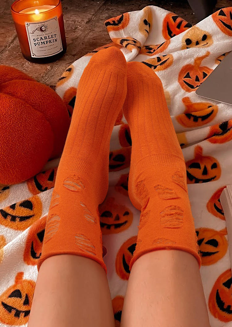 

Ripped Hole Crew Socks - Orange, SCM005602