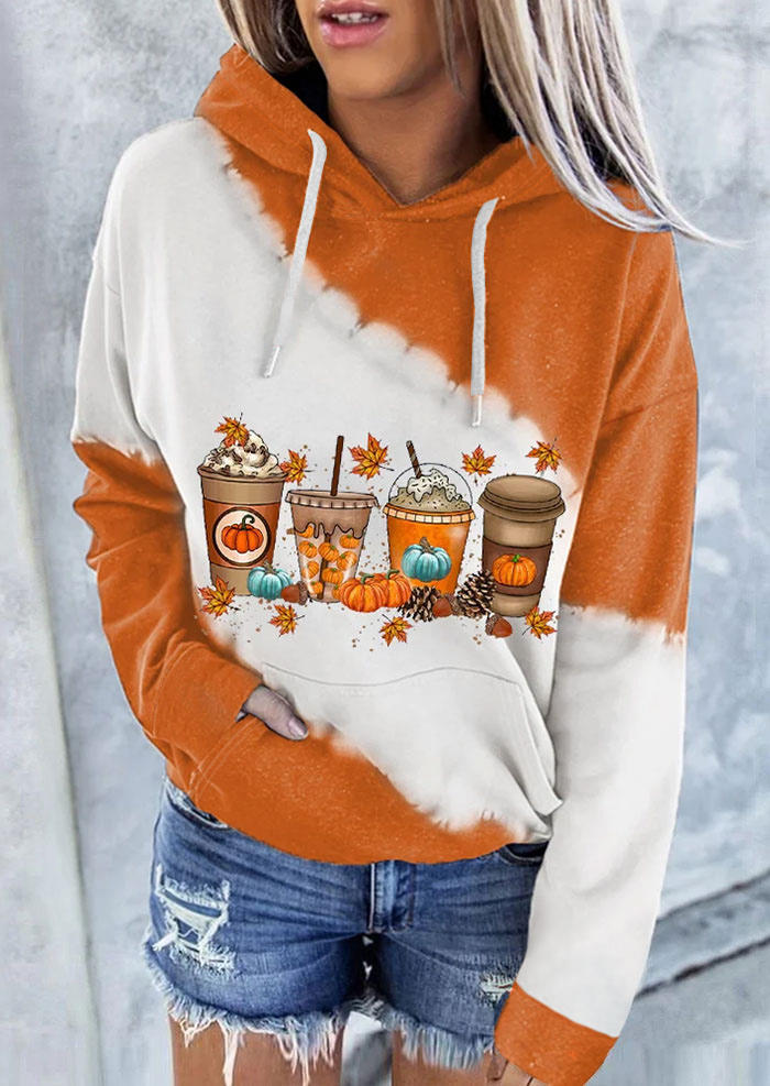 

Pumpkin Maple Leaf Drink Hoodie - Orange, SCM005881